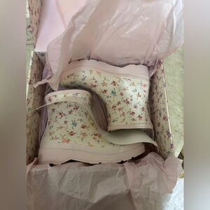 NEW Hunter x LoveShackFancy Short Sunrise Patchwork Confetti Bloom Rain Boots